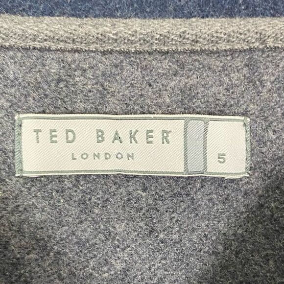 Ted Baker | Gray & Blue Color Block Fleece V-Neck Sweater Size 5 (XL) - Picture 11 of 12